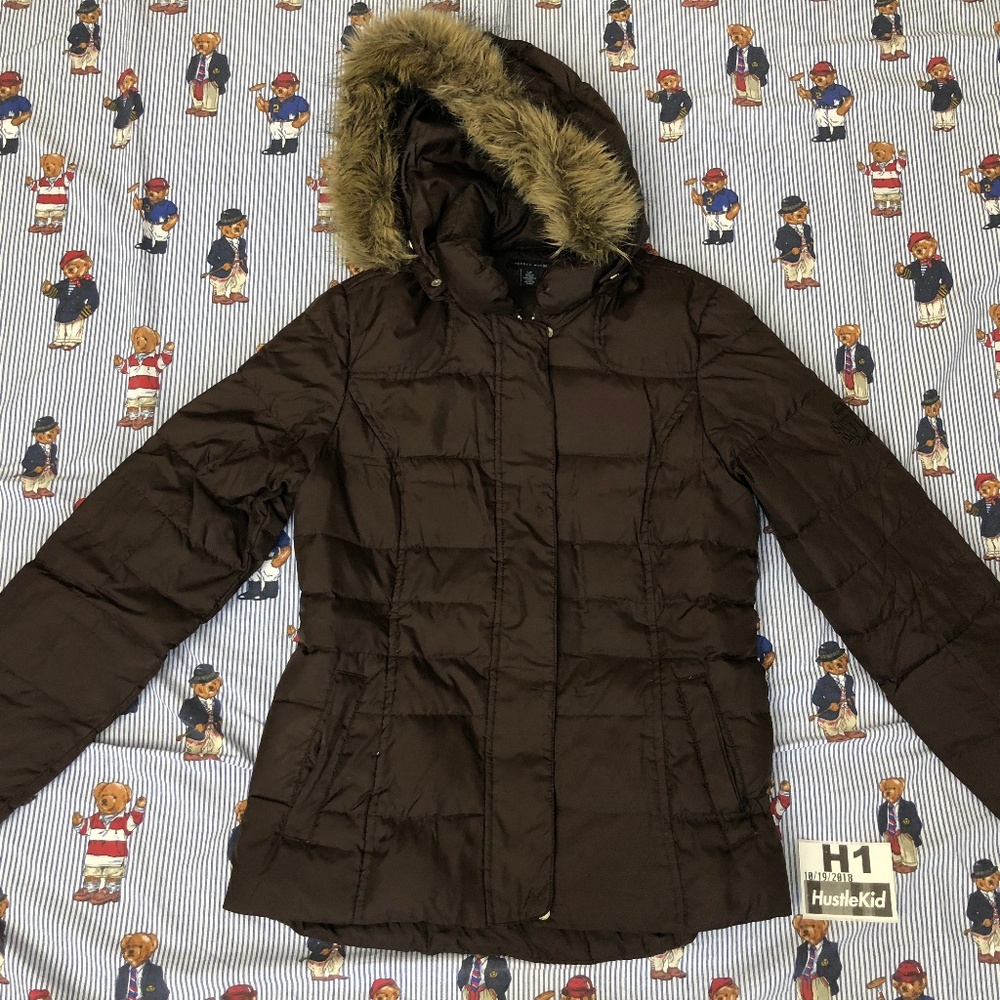 Tommy Hilfiger Quilted Parka Brown Hooded Jacket S